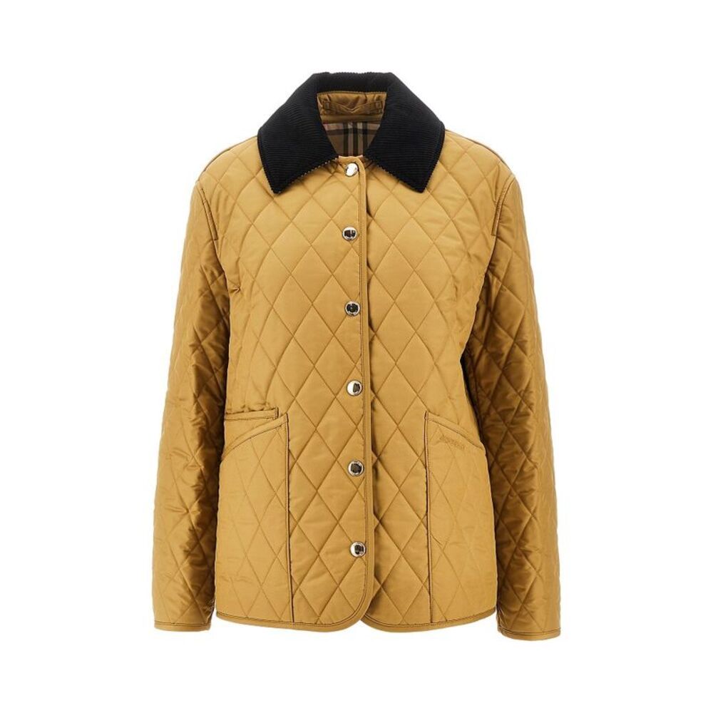 Burberry Women Quilted Jacket With Logo Embroidery